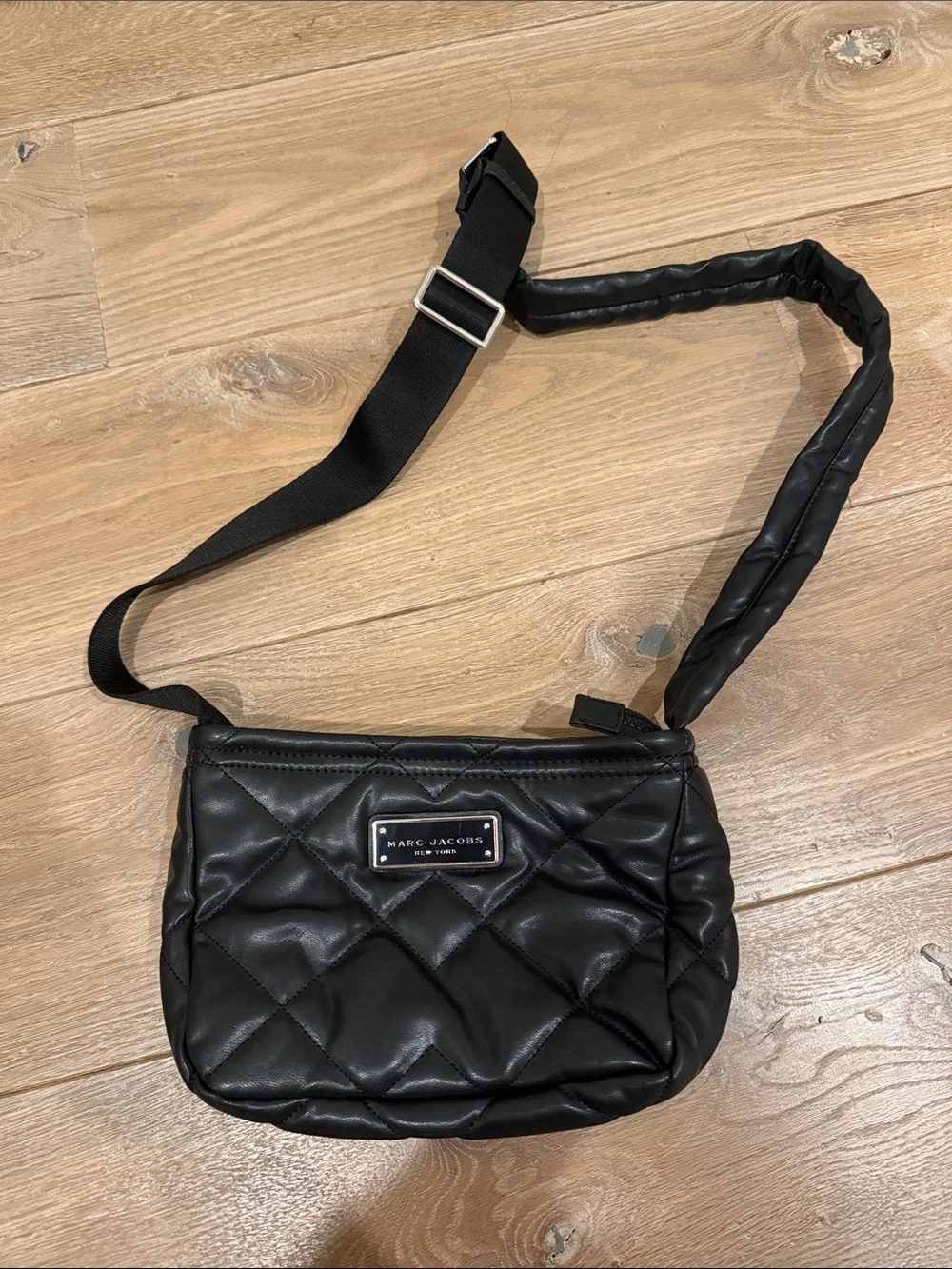 Marc Jacobs Quilted Black Moto Faux Leather Crossbody Bag